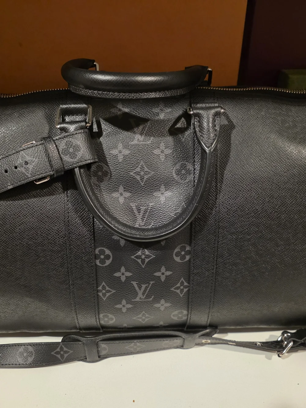 Louis Vuitton Black Monogram Keepall Bandoulière Travel Duffle